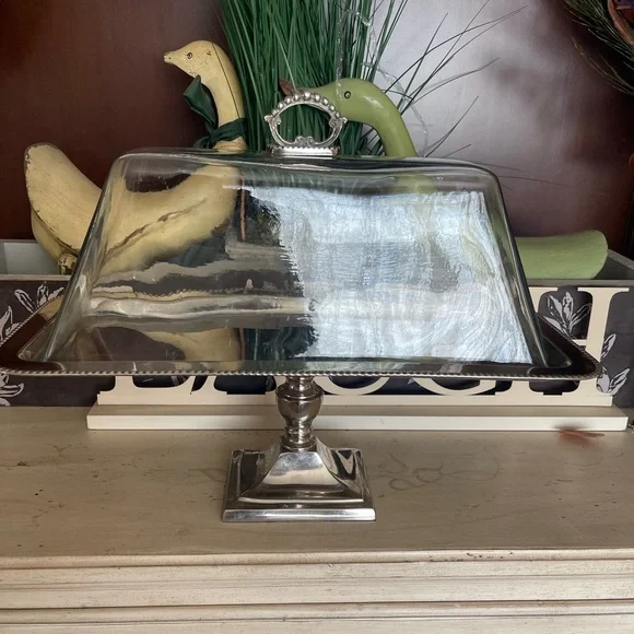 Godinger Silver Dessert Stand with Glass Dome